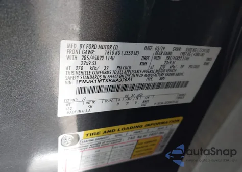 2019 Ford Expedition Max Platinum из США, поврежденный, VIN 1FMJK1MTXKEA37681